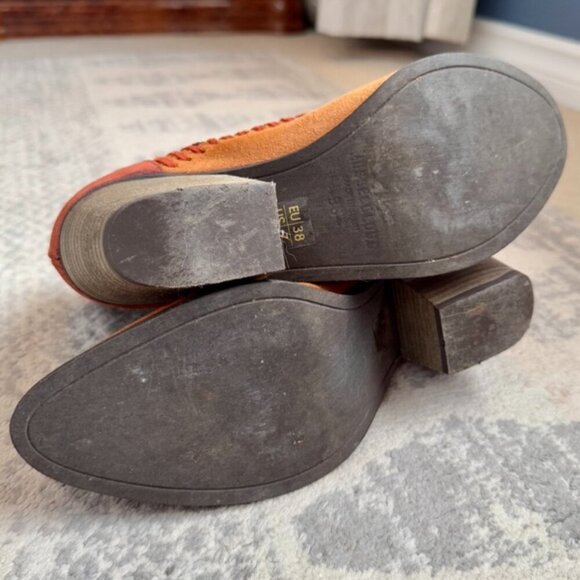 Brown and Tan Suede Patchwork Leather Booties - Picture 11 of 11